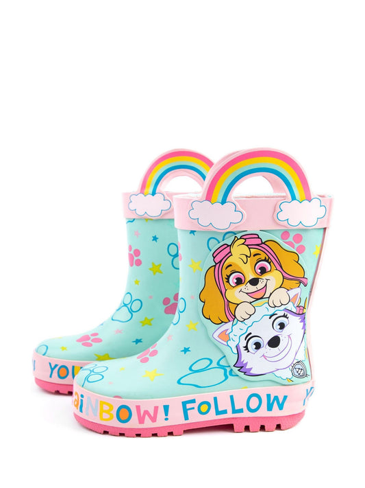 Vanilla Underground Blue Paw Patrol Girls Skye & Everest Wellington Boots with Handles