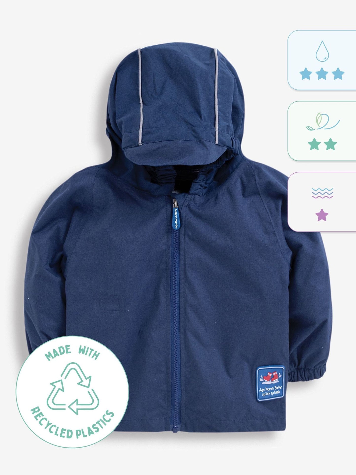 JoJo Maman Bébé Navy Blue Pack-Away Rain Jacket