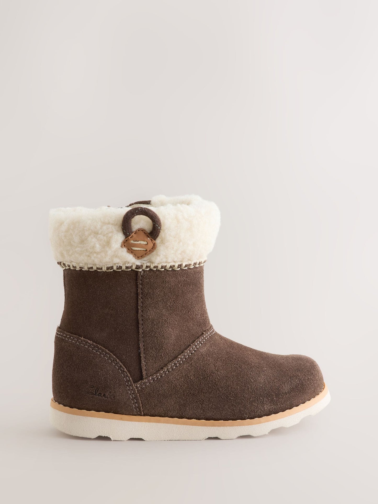 Clarks Brown Multi Fit Suede Sheepskin Trimmed Zip Fastening Wide Fit Boots