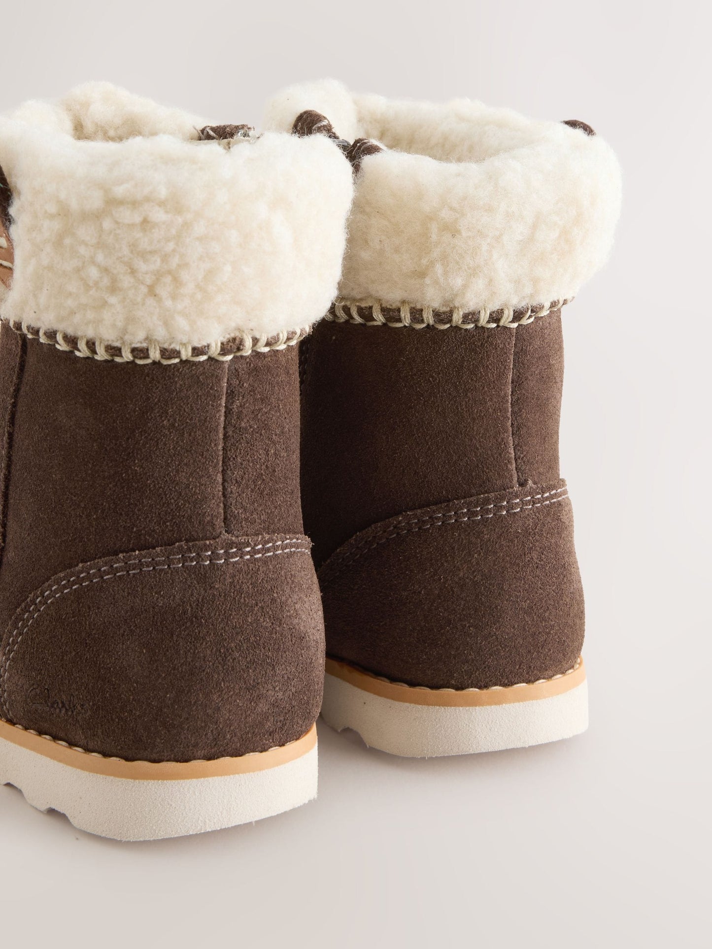 Clarks Brown Multi Fit Suede Sheepskin Trimmed Zip Fastening Wide Fit Boots