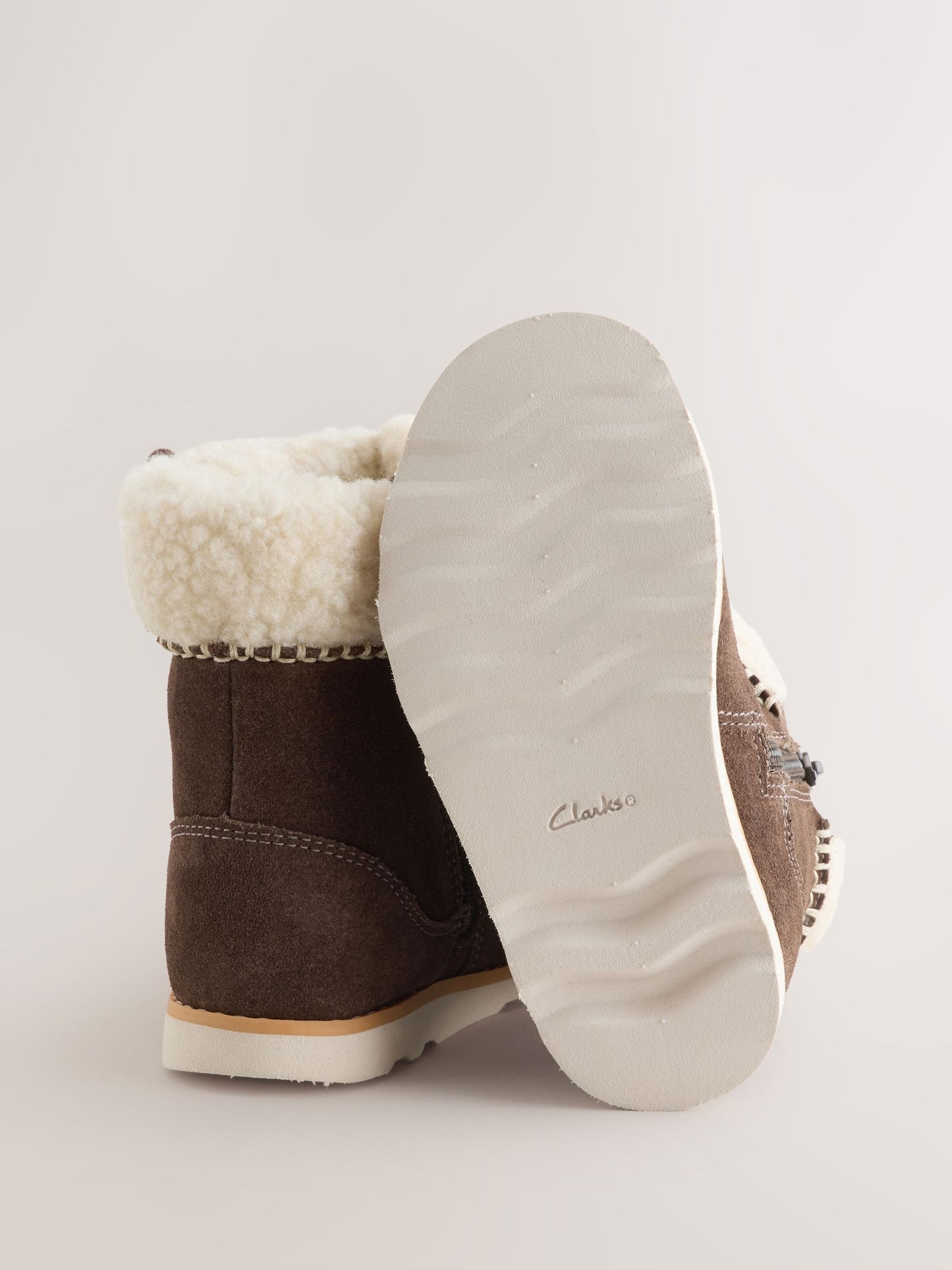 Clarks Brown Multi Fit Suede Sheepskin Trimmed Zip Fastening Wide Fit Boots