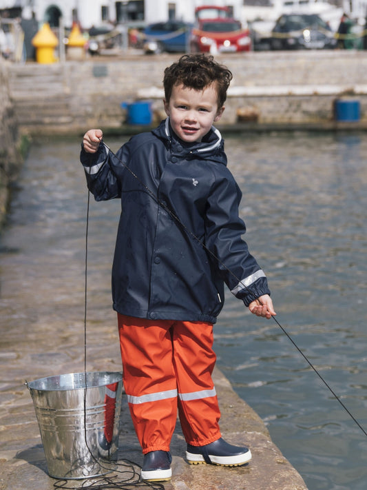 Muddy Puddles Navy Blue Rainy Day Waterproof Jacket