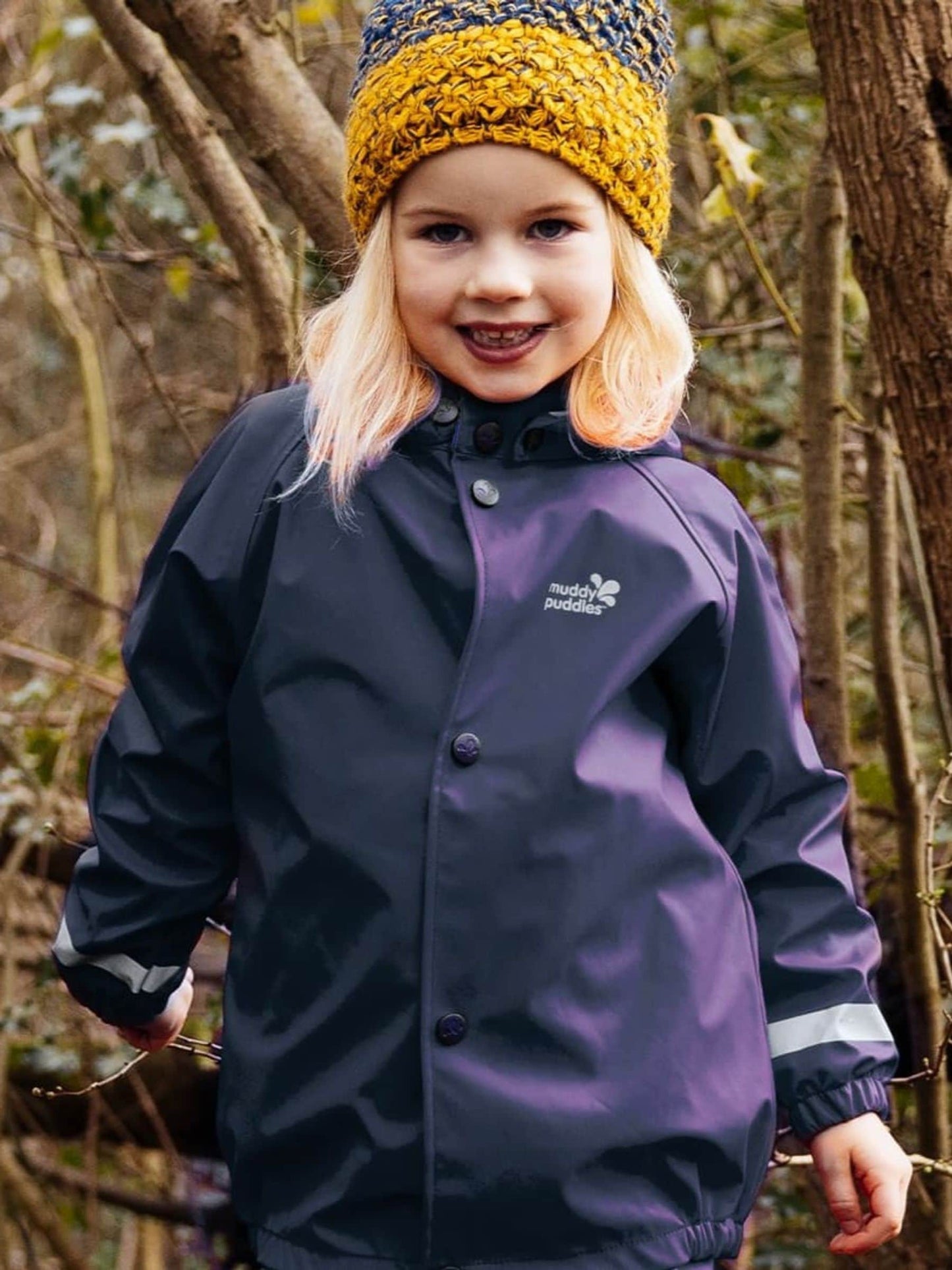 Muddy Puddles Navy Blue Rainy Day Waterproof Jacket