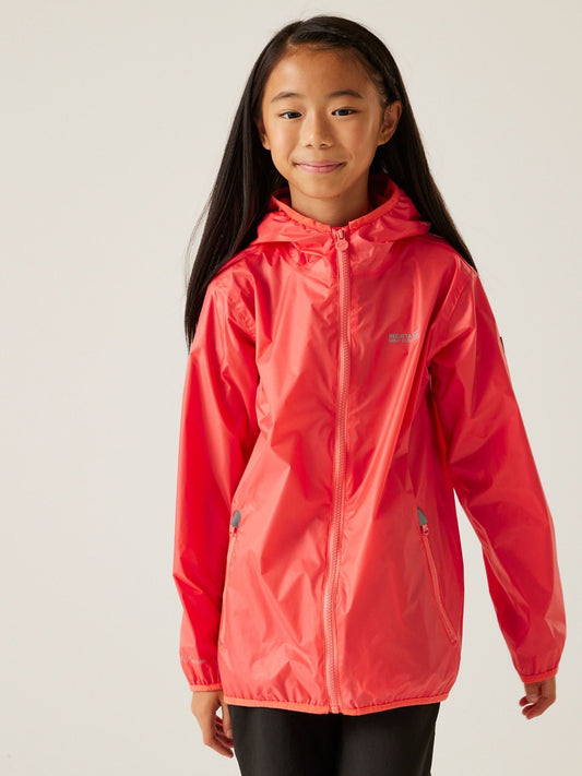 Regatta Rose pink Kids Lever II Waterproof Packaway Jacket