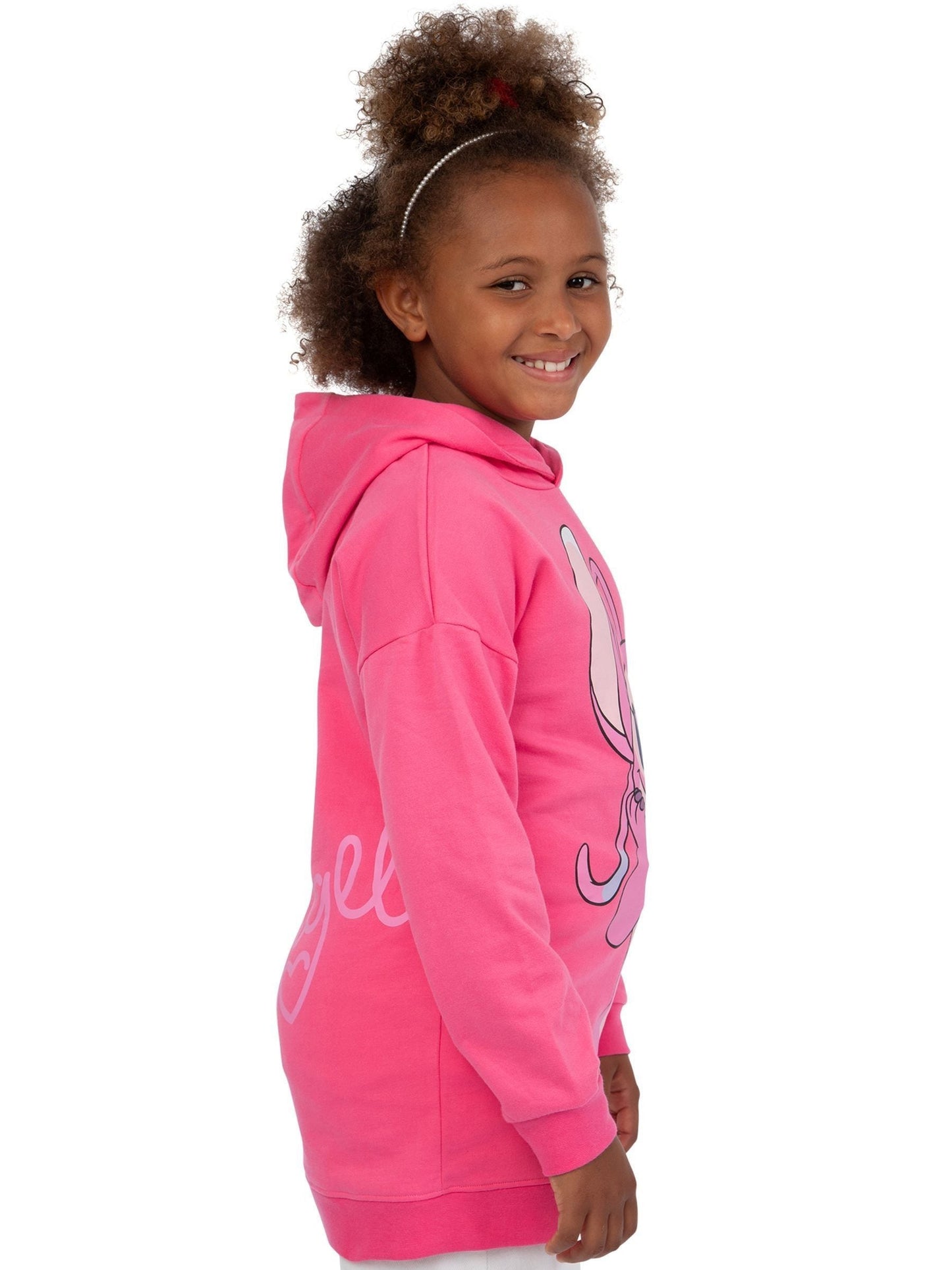 Character Pink 100% Cotton Disney Lilo And Stitch Angel Glitter Hoodie