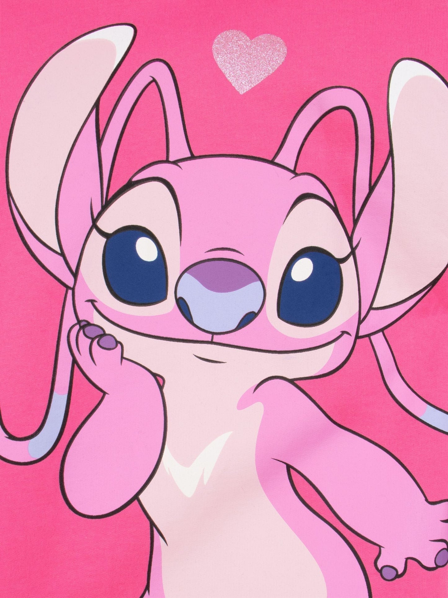 Character Pink 100% Cotton Disney Lilo And Stitch Angel Glitter Hoodie