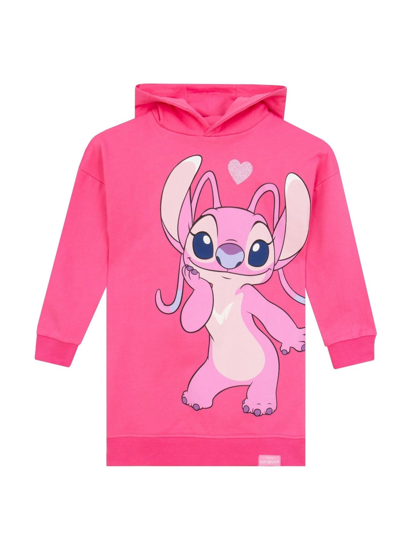 Character Pink 100% Cotton Disney Lilo And Stitch Angel Glitter Hoodie