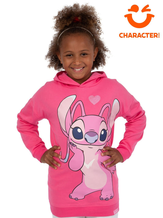 Character Pink 100% Cotton Disney Lilo And Stitch Angel Glitter Hoodie