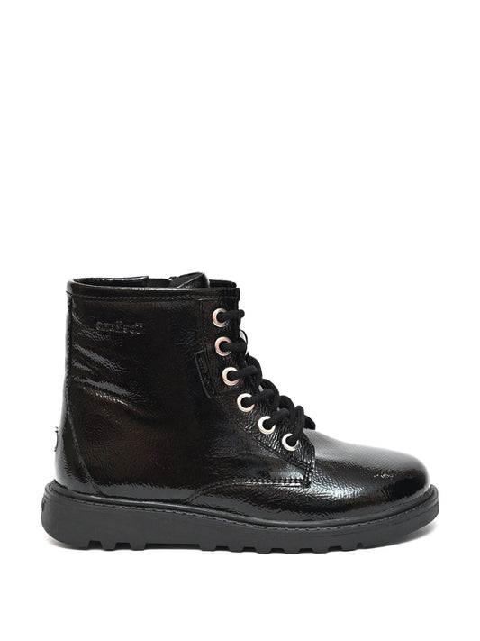 ToeZone Abby Girls Patent Leather Ortholite Ankle Black Boots