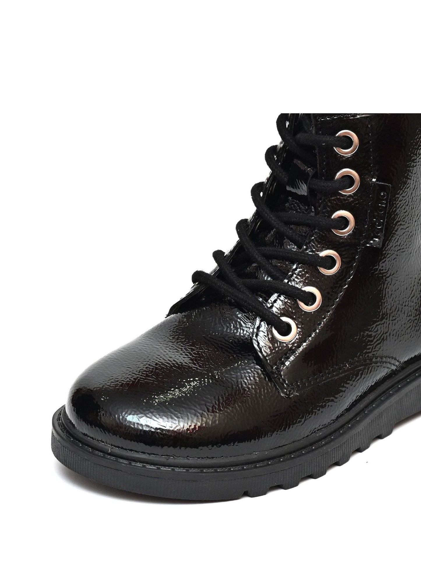 ToeZone Abby Girls Patent Leather Ortholite Ankle Black Boots