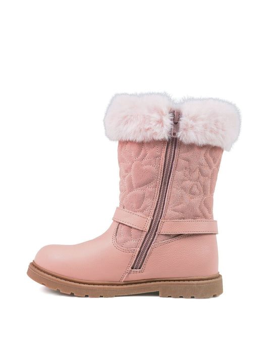 Toezone Lumi Faux Fur Zip Heart Buckle Boots