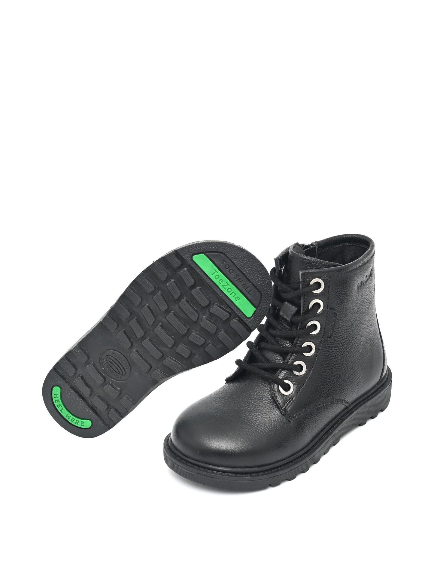 ToeZone Angel Girls Leather Ortholite Ankle Black Boots