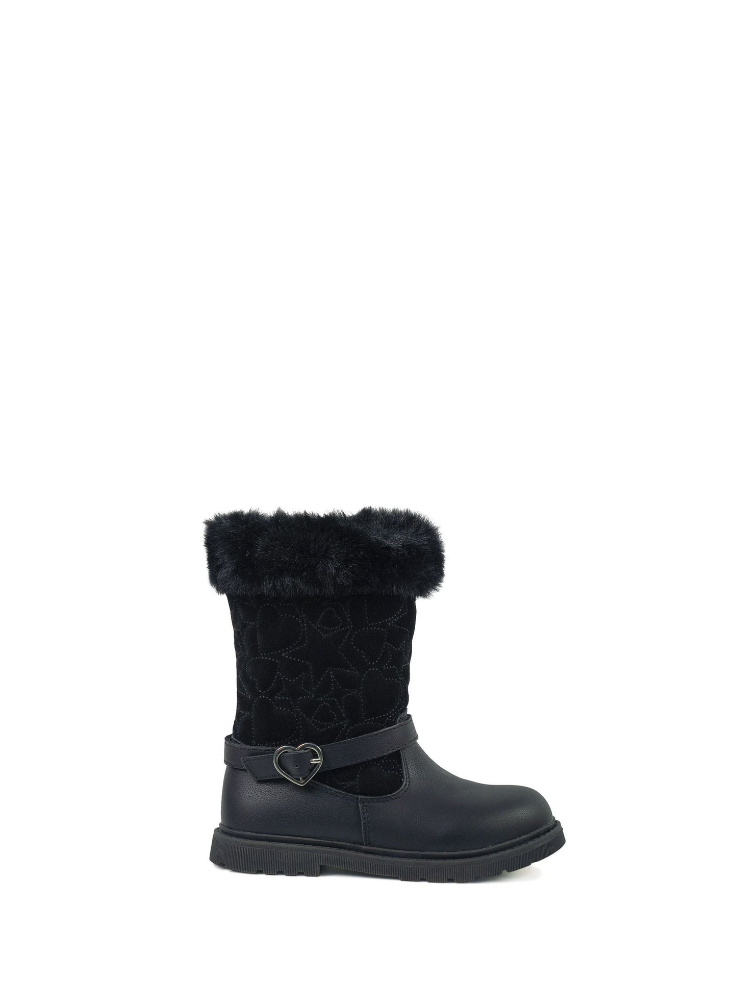 Toezone Lumi Faux Fur Zip Heart Buckle Boots