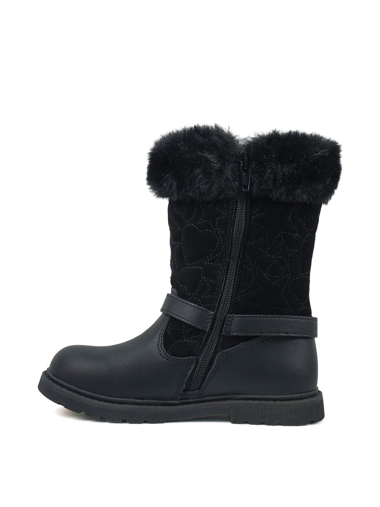 Toezone Lumi Faux Fur Zip Heart Buckle Boots