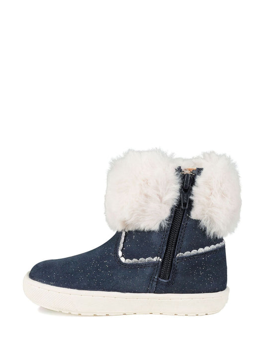 Toezone Girls Faith Suede Leather Faux Fur Zip Boots
