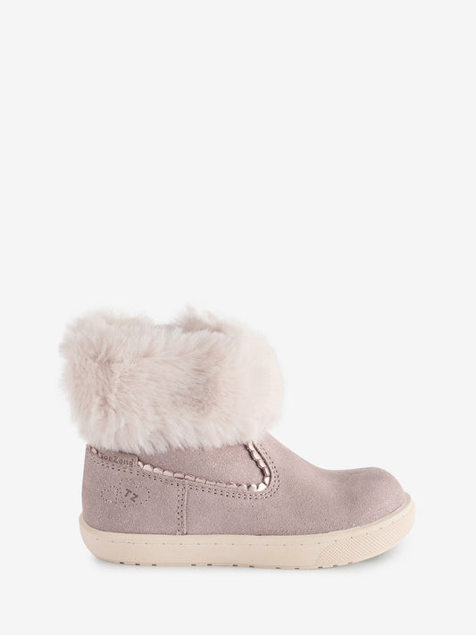 Toezone Girls Faith Suede Leather Faux Fur Zip Boots