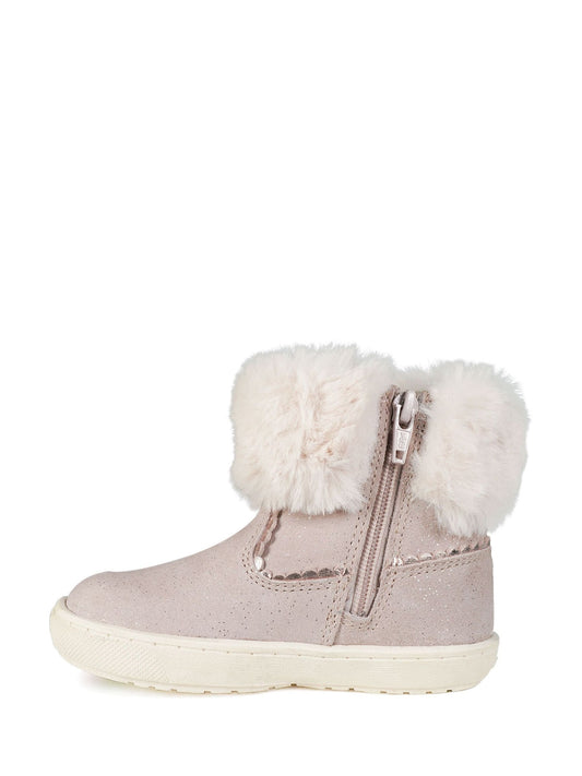 Toezone Girls Faith Suede Leather Faux Fur Zip Boots