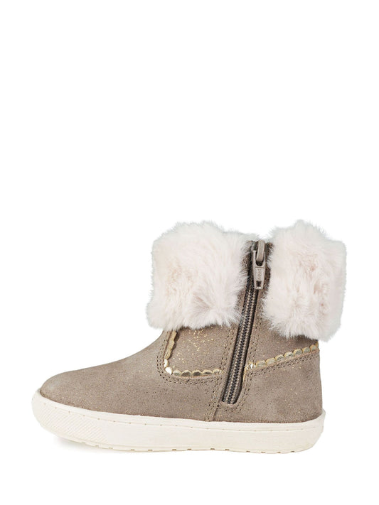 Toezone Girls Faith Suede Leather Faux Fur Zip Boots