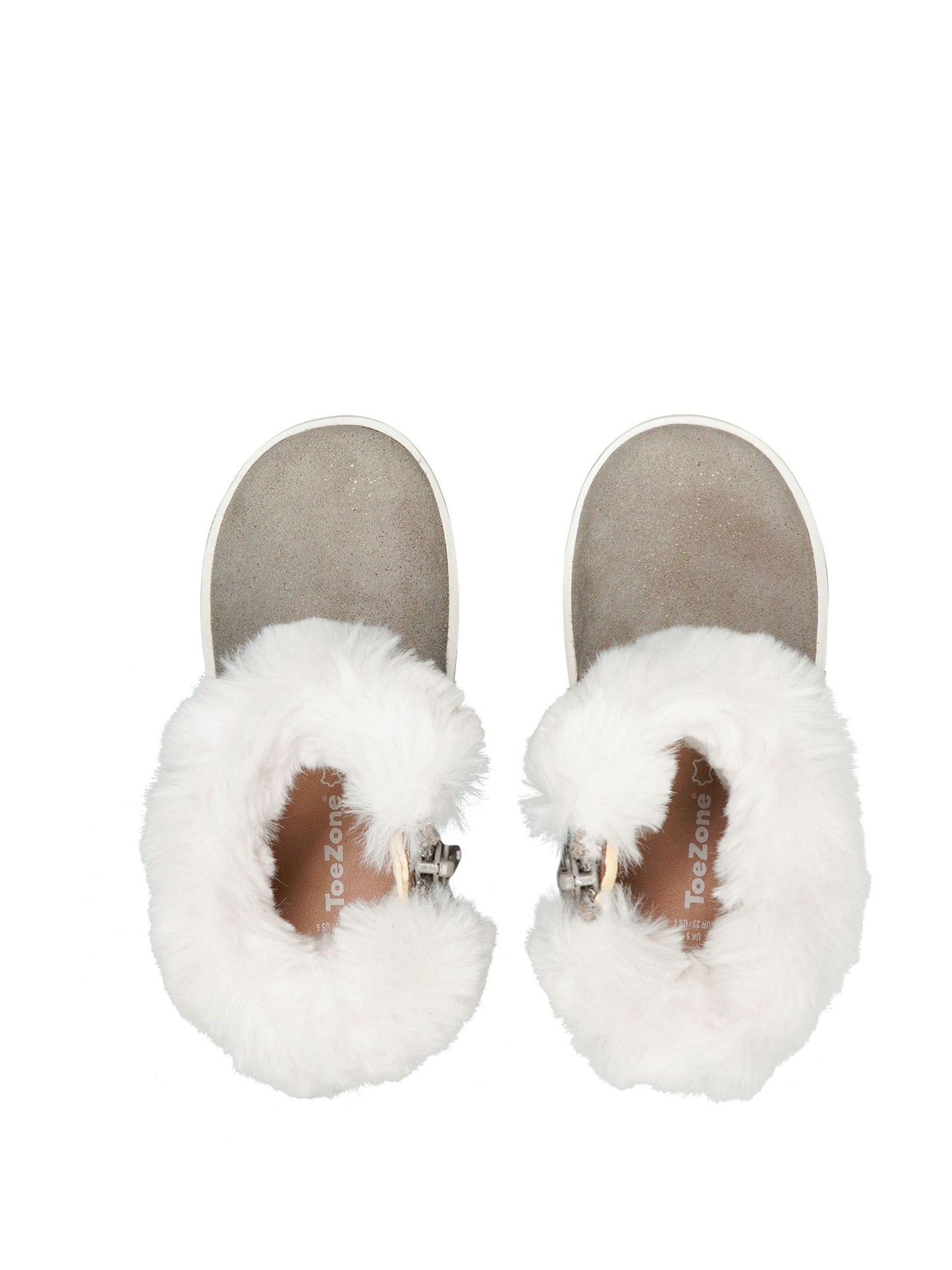 Toezone Girls Faith Suede Leather Faux Fur Zip Boots