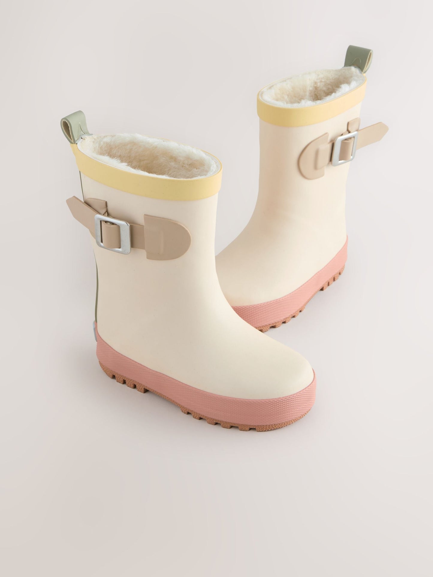 Nötr Renk Bloklu Tokalı Yağmur Çizmesi