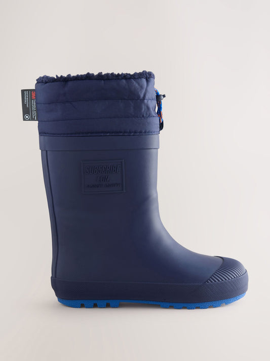 Lacivert Sıcak Astarlı Kıvrık Paçalı Yağmur Çizmesi