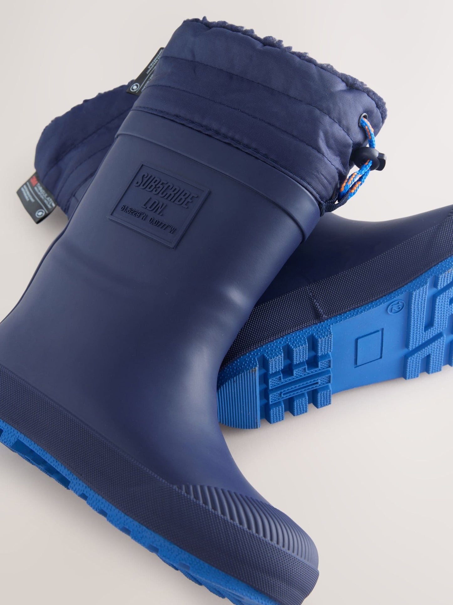 Lacivert Sıcak Astarlı Kıvrık Paçalı Yağmur Çizmesi