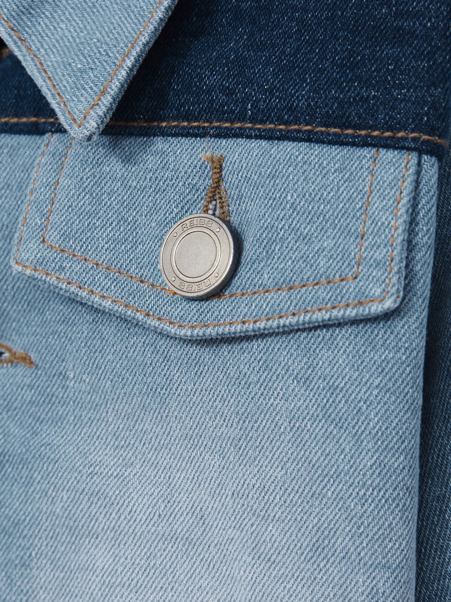 Reiss Blue Briar 9-13 yrs Patchwork Two-Tone Denim Jacket