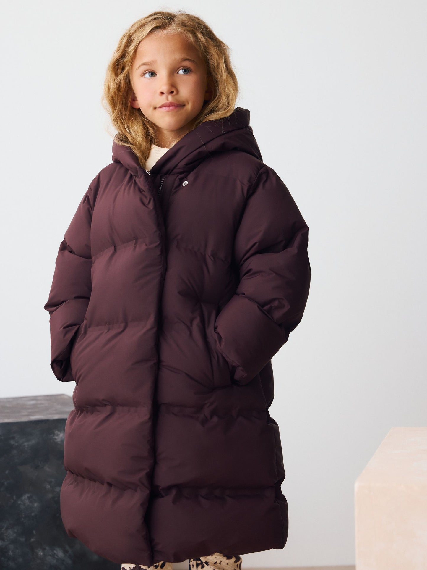 Bordo Kırmızı Polar Astarlı Kapitone Mont (3–16 Yaş)
