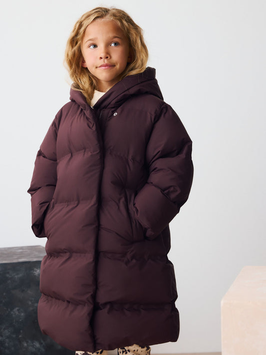Bordo Kırmızı Polar Astarlı Kapitone Mont (3–16 Yaş)