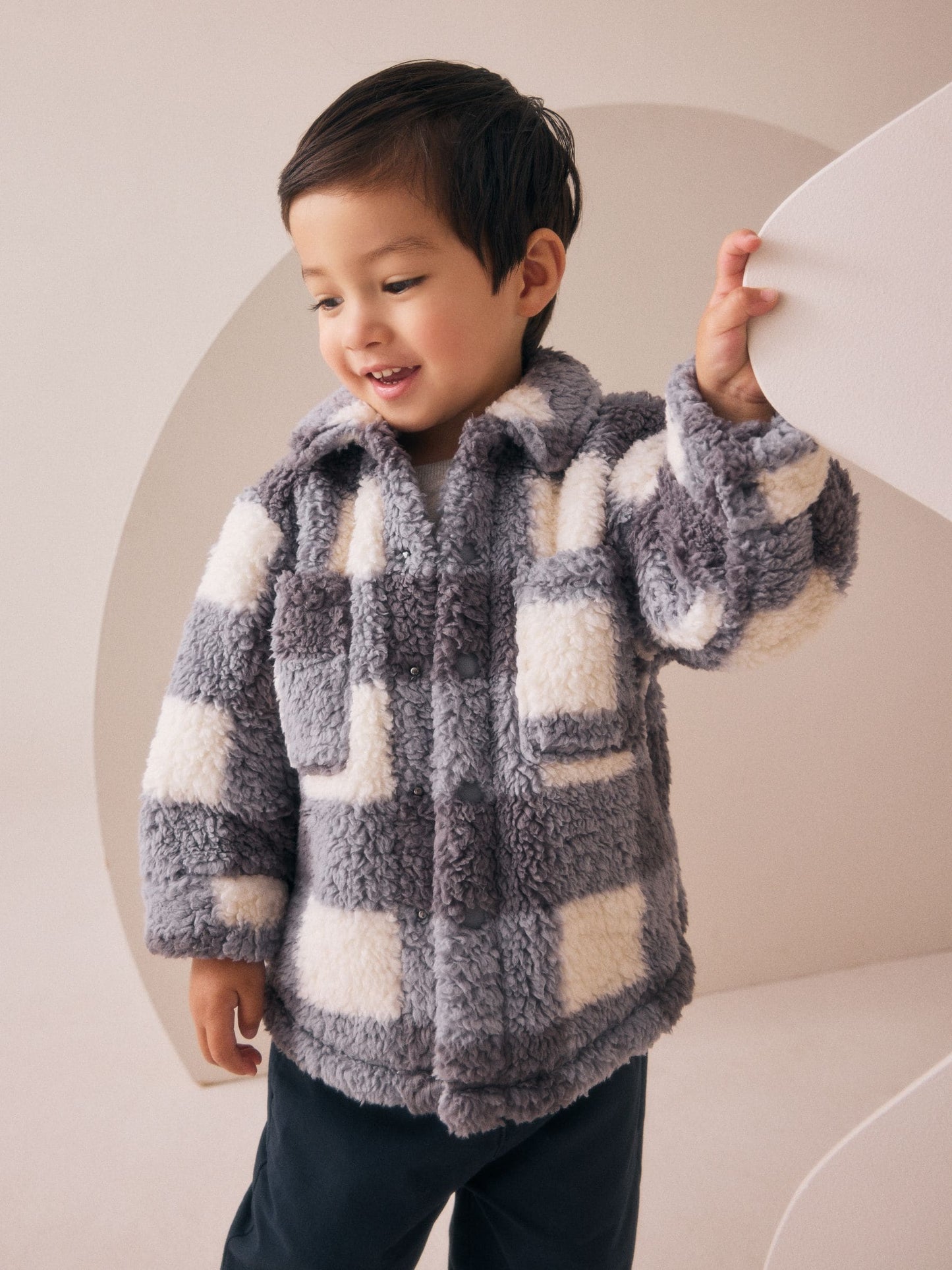 Gri Kareli Borg Polar Şaket (3 Ay – 7 Yaş)