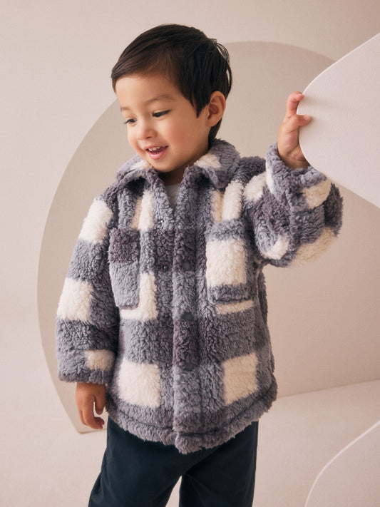 Gri Kareli Borg Polar Şaket (3 Ay – 7 Yaş)