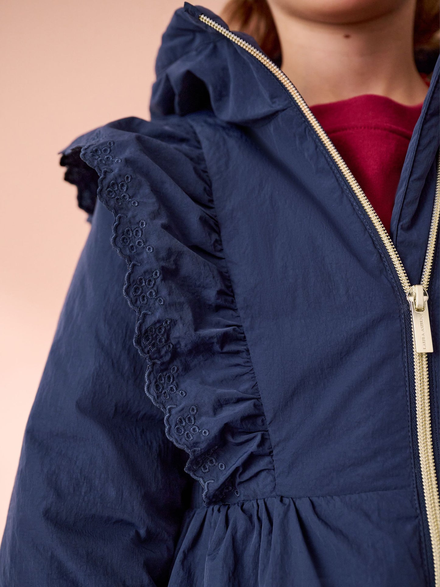 Laura Ashley Navy Frill Coat