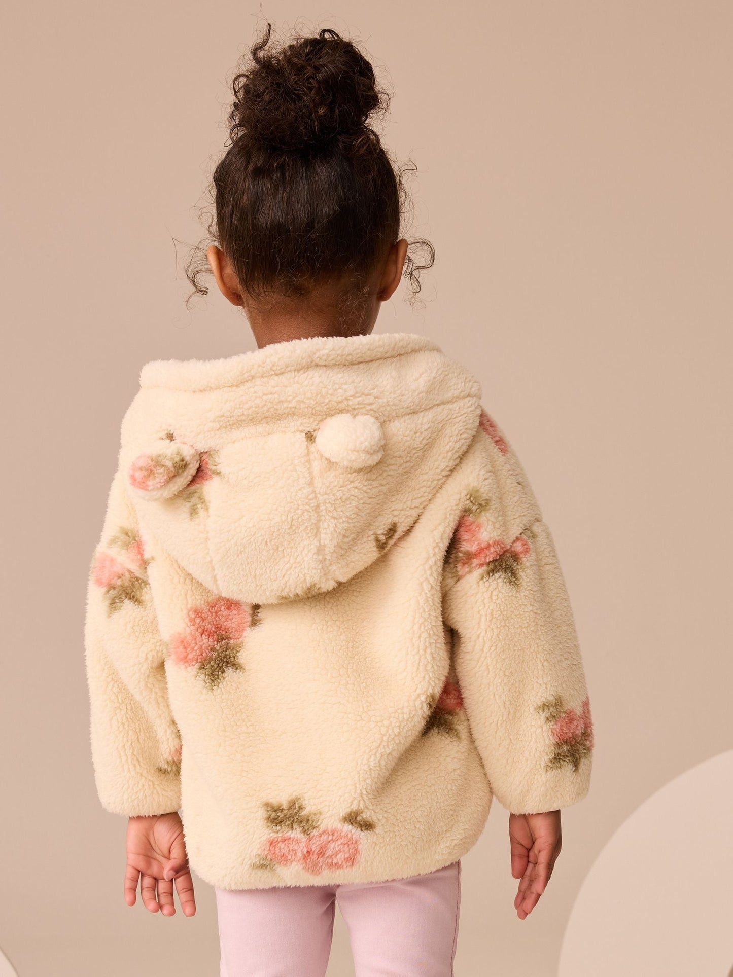 Krem Çiçek Desenli Fermuarlı Polar (3 Ay – 7 Yaş)