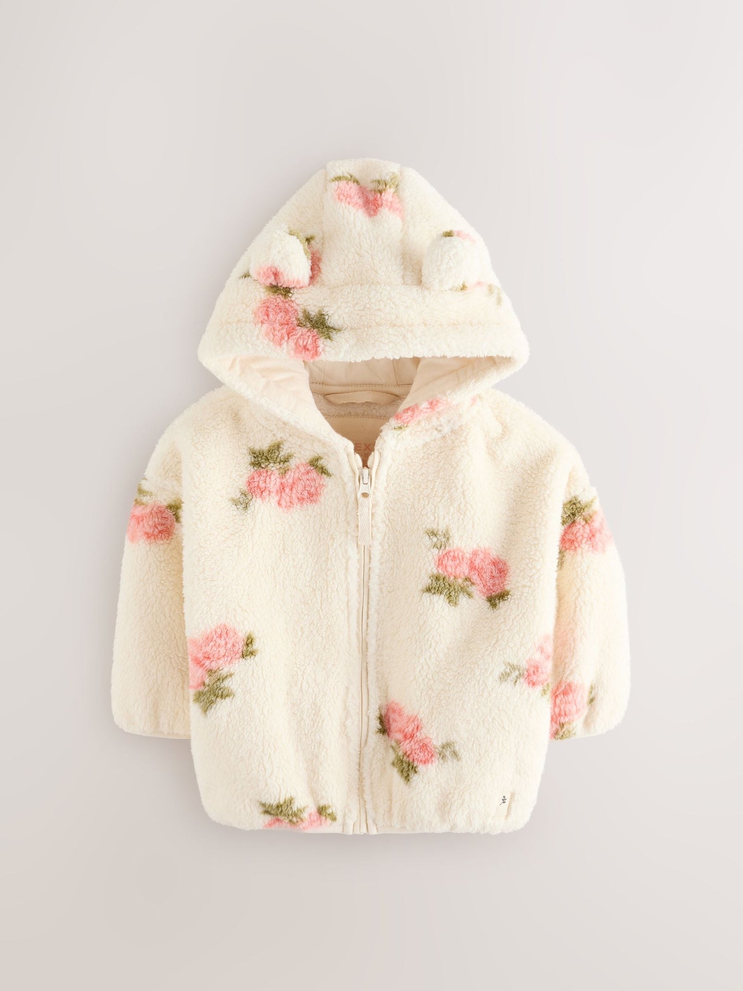 Krem Çiçek Desenli Fermuarlı Polar (3 Ay – 7 Yaş)