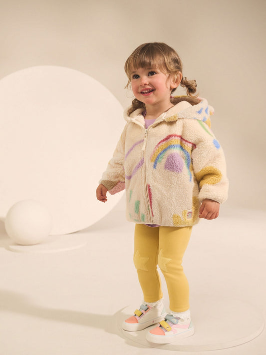 Krem Karalama Desenli Fermuarlı Polar (3 Ay – 7 Yaş)