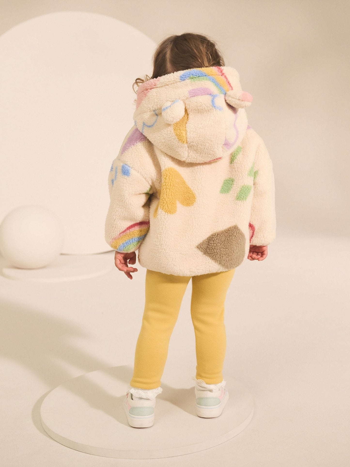 Krem Karalama Desenli Fermuarlı Polar (3 Ay – 7 Yaş)