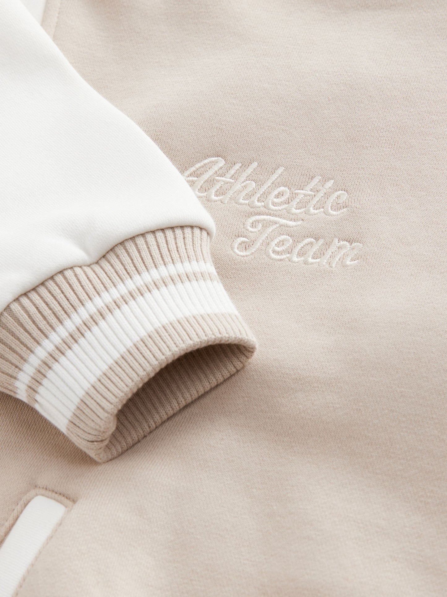 Beige Boucle Varsity Embroidered Jacket (3-16yrs)