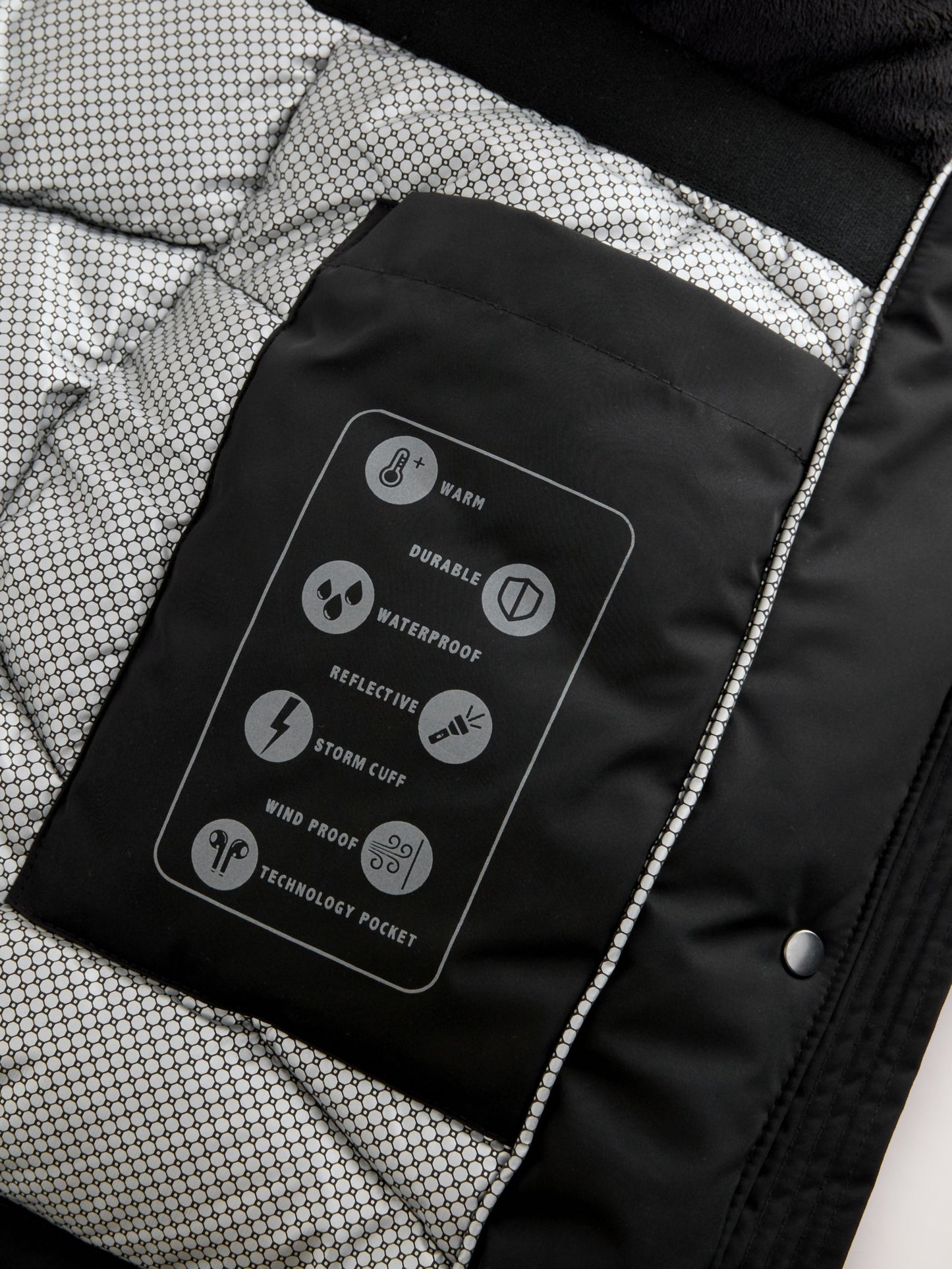 Clarks Black Waterproof Padded Tech Coat