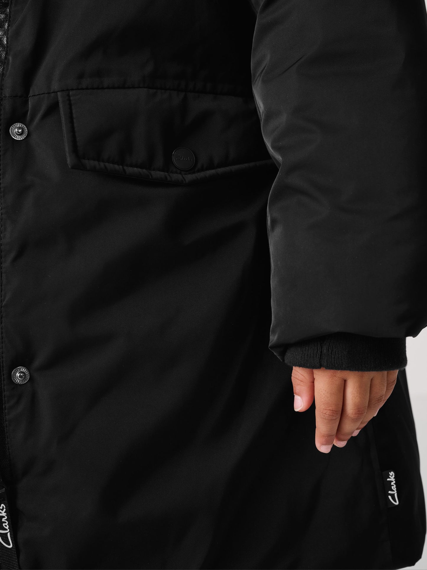 Clarks Black Waterproof Padded Tech Coat