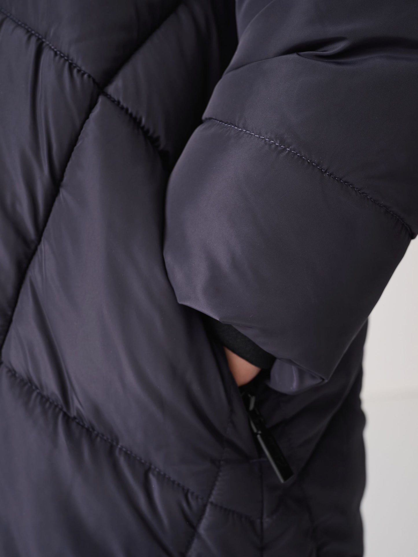 Clarks Navy Girls Shower Resistant Longline Padded Coat