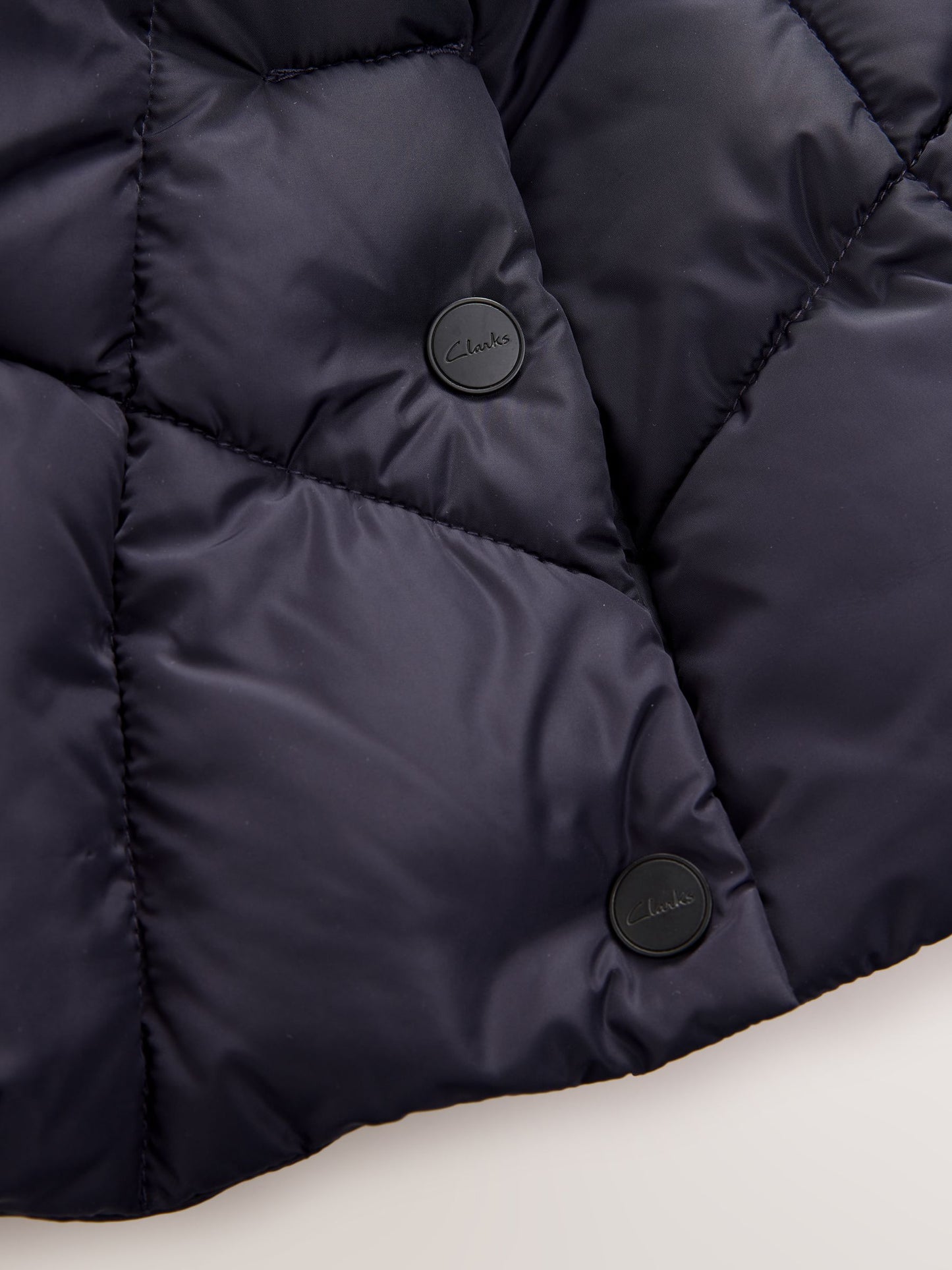 Clarks Navy Girls Shower Resistant Longline Padded Coat