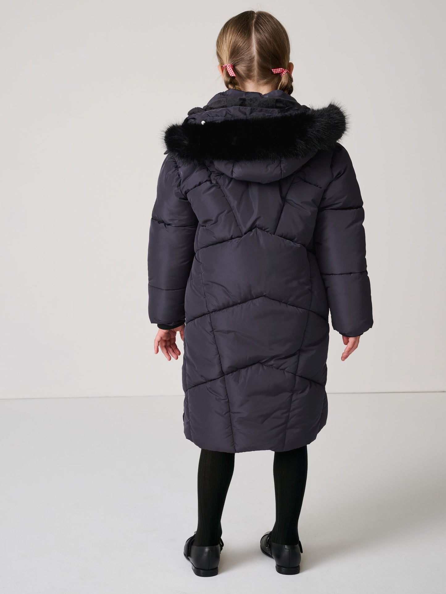 Clarks Navy Girls Shower Resistant Longline Padded Coat