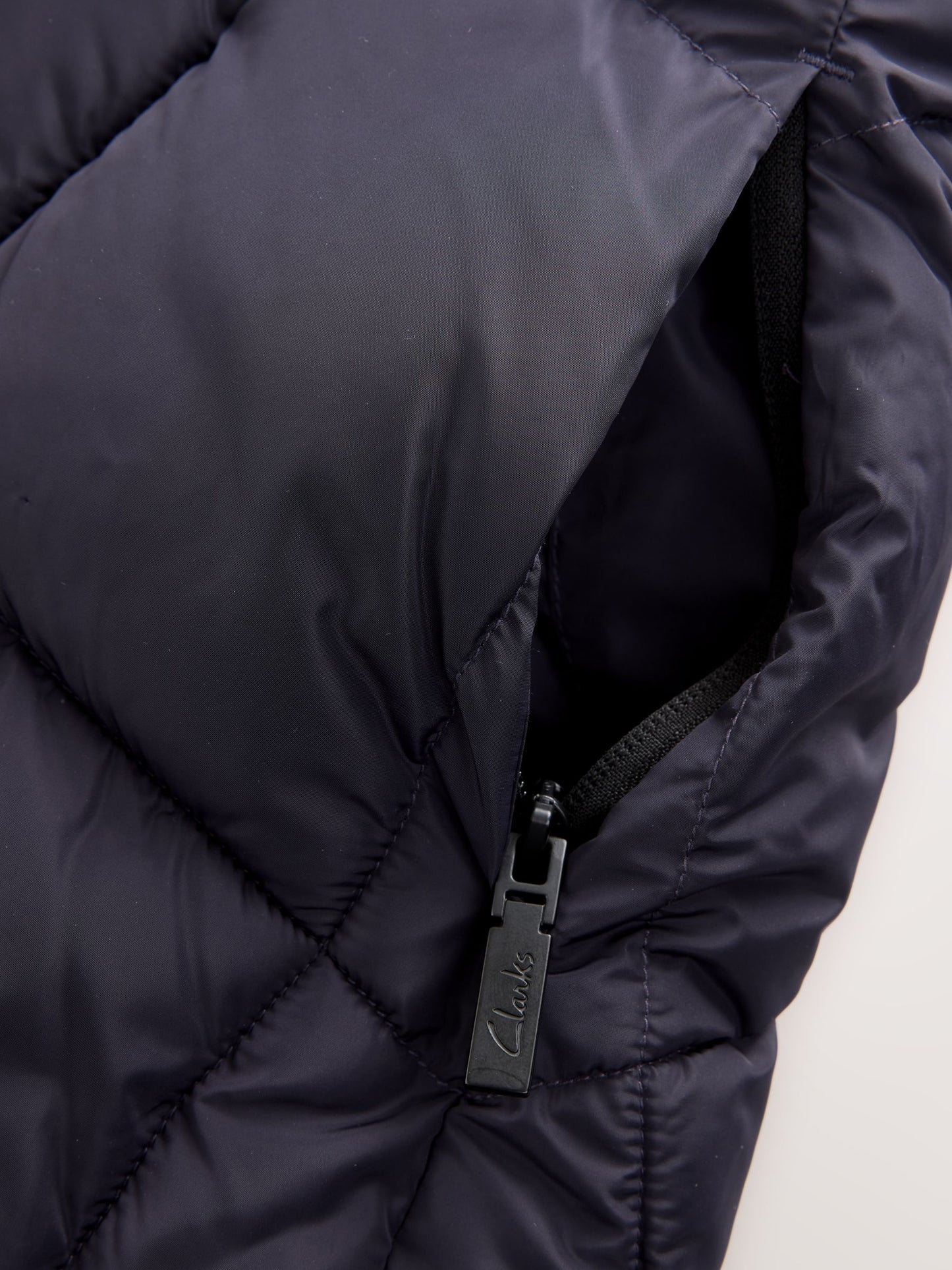 Clarks Navy Girls Shower Resistant Longline Padded Coat