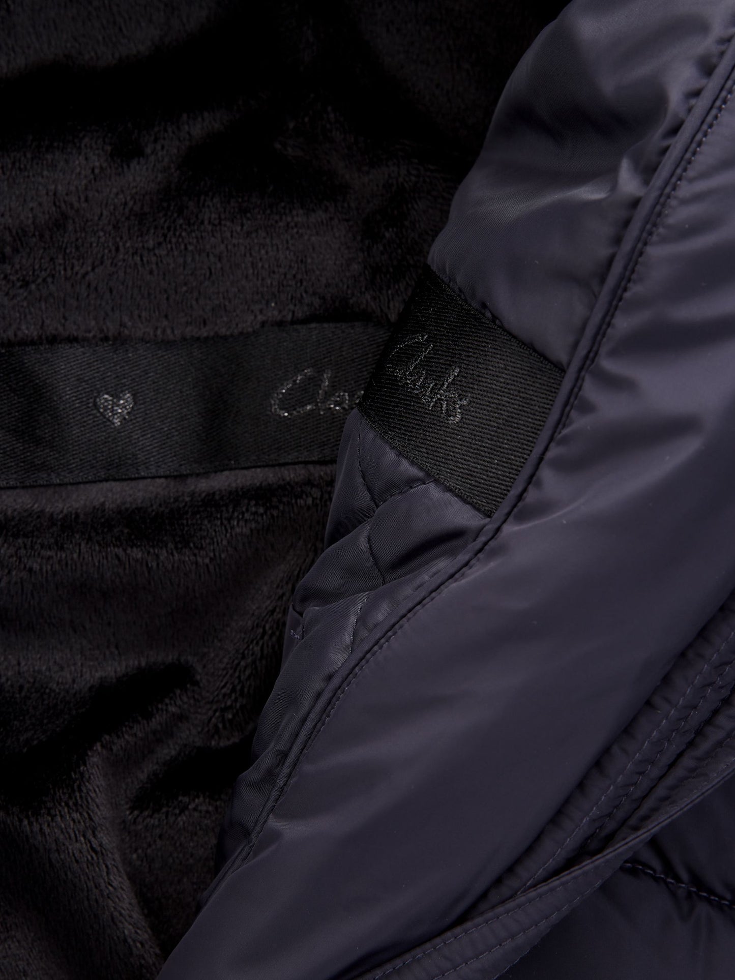 Clarks Navy Girls Shower Resistant Longline Padded Coat