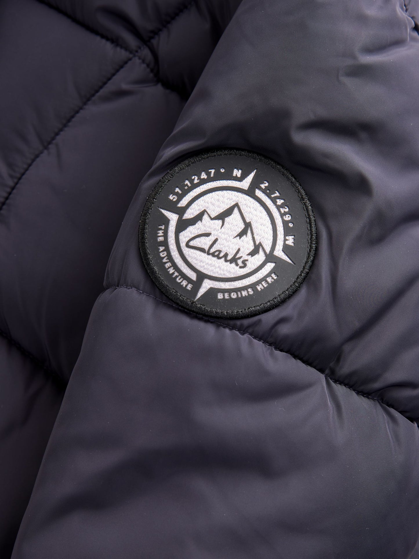 Clarks Navy Girls Shower Resistant Longline Padded Coat