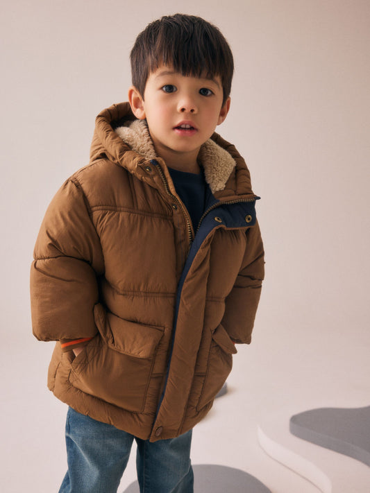 Kahverengi Borg Astarlı Dolgulu Mont (3 Ay – 7 Yaş)