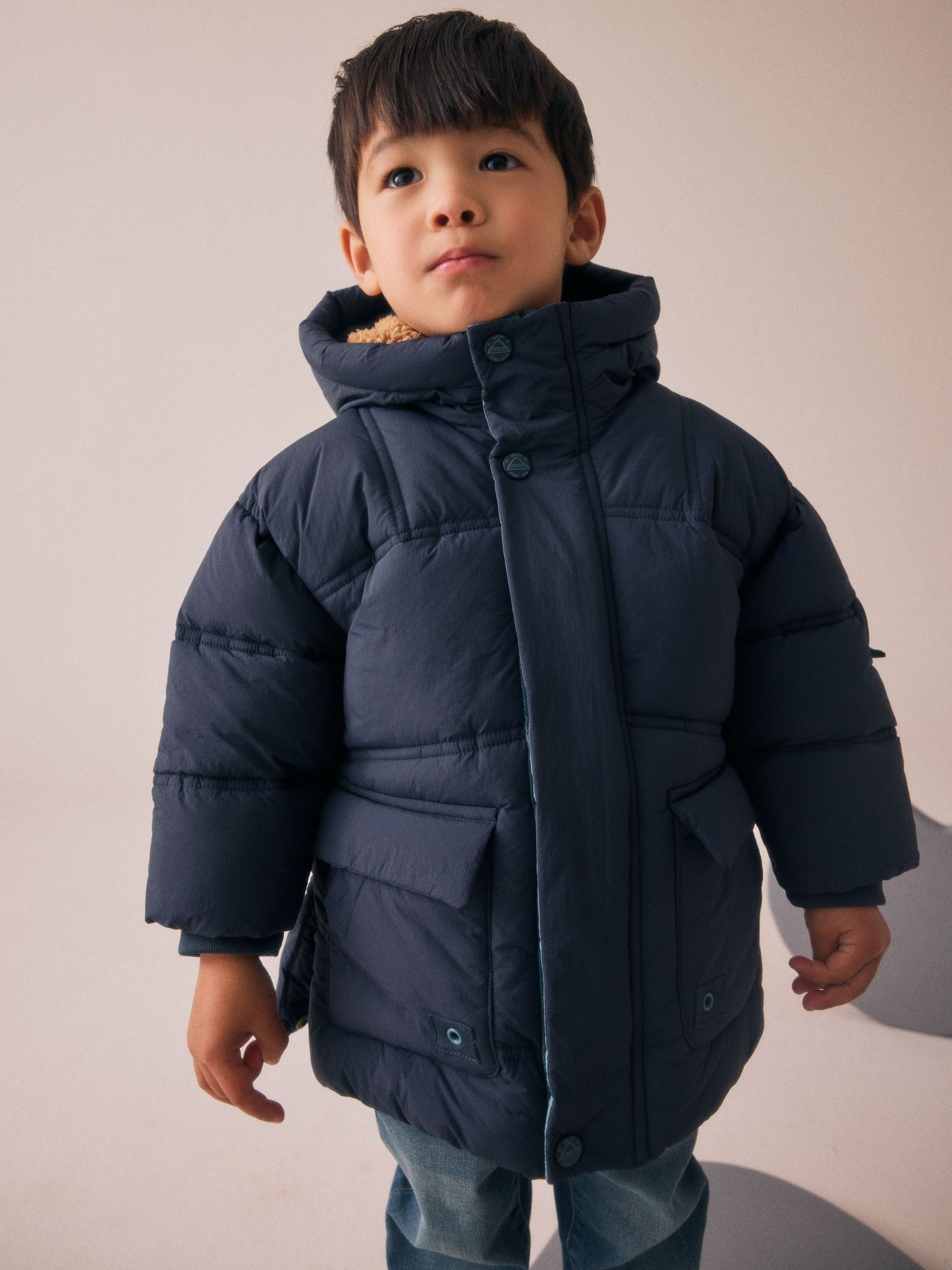 Lacivert Kırmızı Borg Astarlı Dolgulu Mont (3 Ay – 7 Yaş)