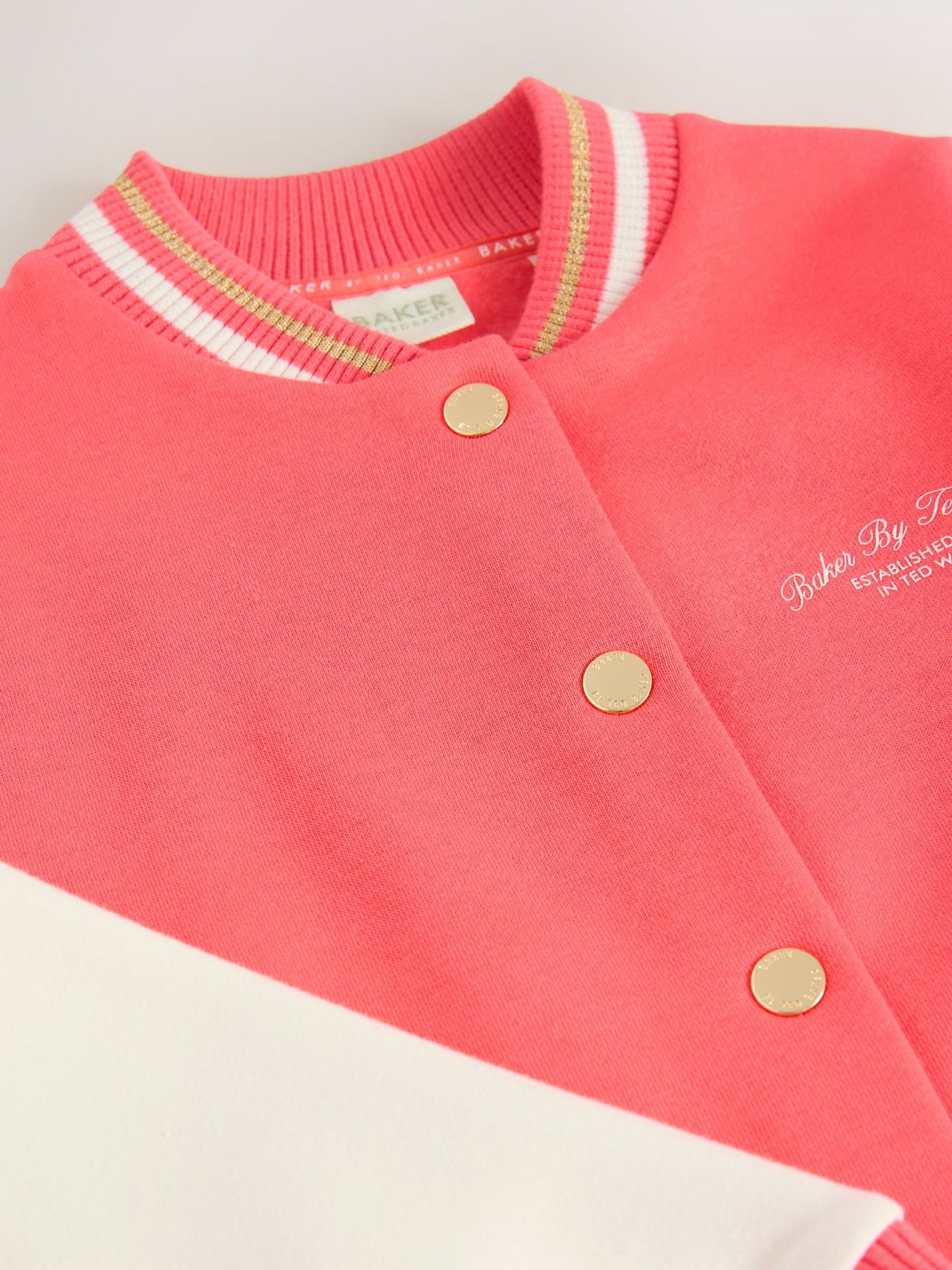 Baker by Ted Baker Coral Pink Varsity Back Print Bomber Jacket