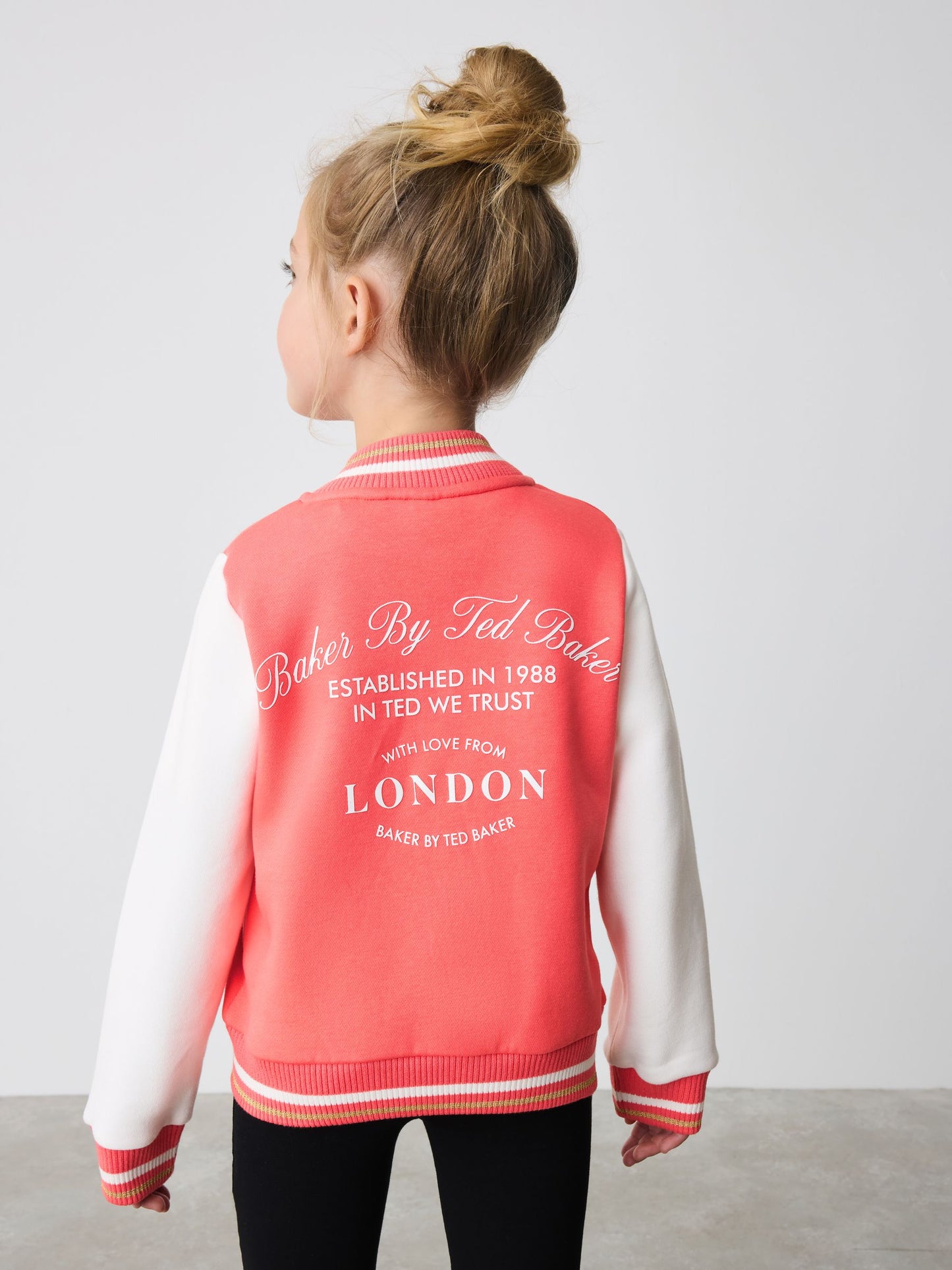 Baker by Ted Baker Coral Pink Varsity Back Print Bomber Jacket