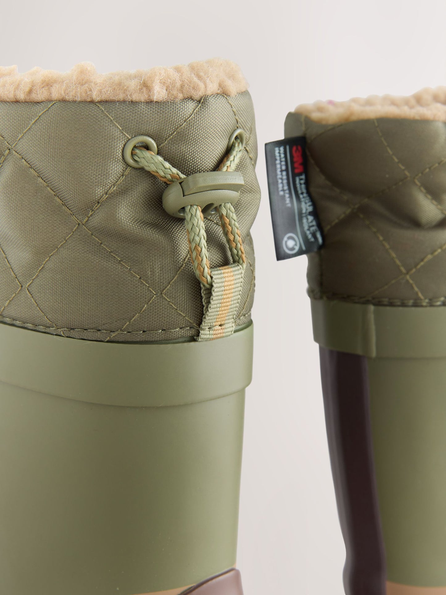 Kahverengi Renk Bloklu Sıcak Astarlı Kıvrık Paçalı Yağmur Çizmesi